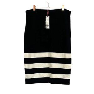NWT Elle Black and White Woven Striped Pencil Skirt L